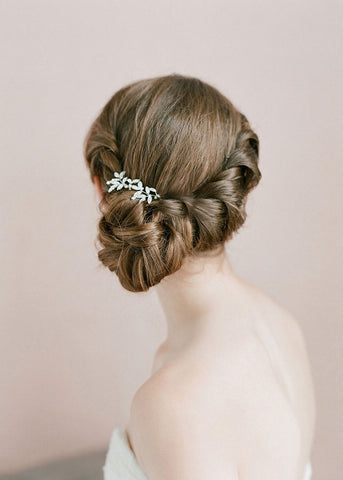 two bridal hairpins with delicate clusters of crystals.